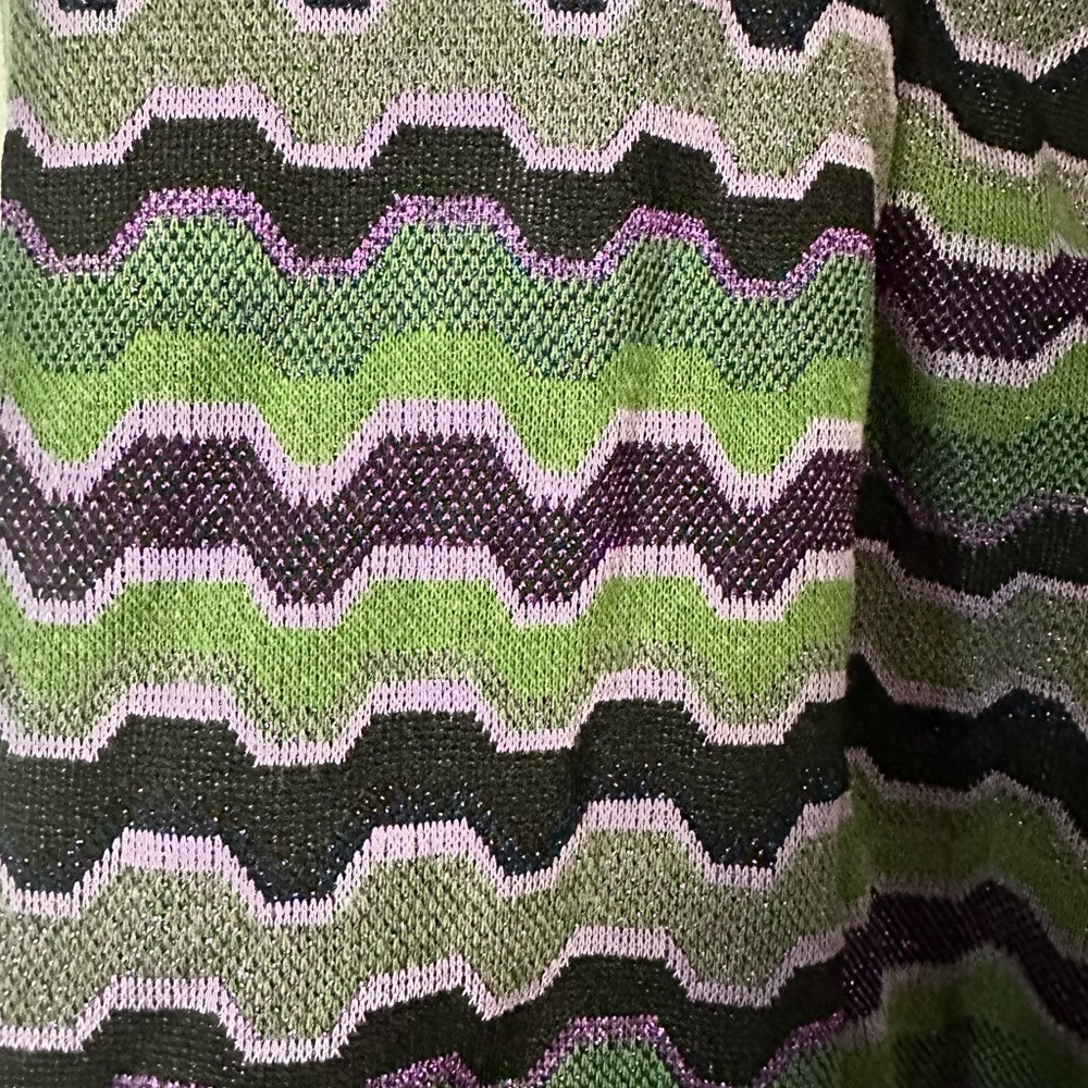 Zara NWOT Green and purple metallic geo stripe mini dress, boho 70s, size small - Picture 4 of 9
